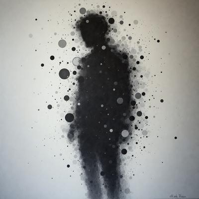The primary subject of the image is a silhouette of a person, possibly a man, standing in front of a white background. The visual style of the image is a black and white drawing or illustration, giving it a classic and timeless appearance. The setting appears to be a simple, minimalistic environment, with no additional objects or distractions. The overall atmosphere of the image is one of simplicity and elegance, as the silhouette stands out against the white background.